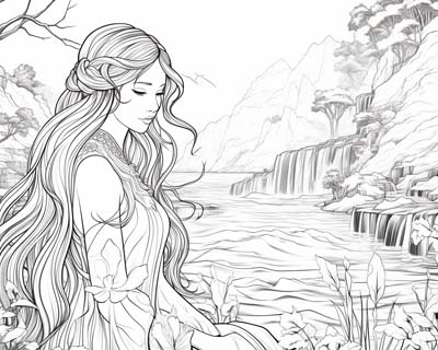 Naiad or Water Nymph coloring page