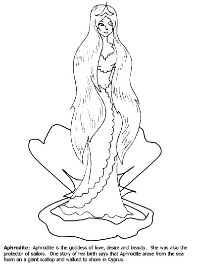 Greek mythology: Aphrodite coloring page