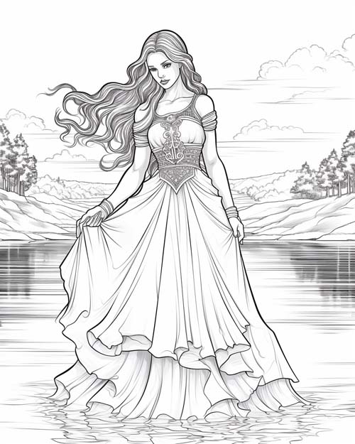Tethys, Greek Titans coloring page