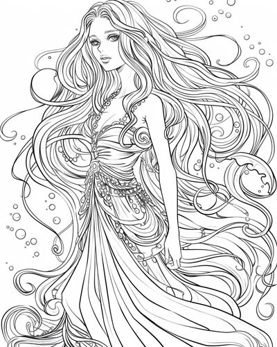 Tethys, Greek Titans coloring page