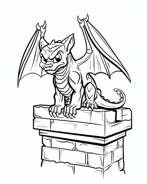 simple gargoyle coloring page