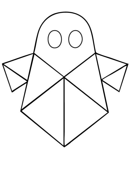 geometric coloring page of a ghost