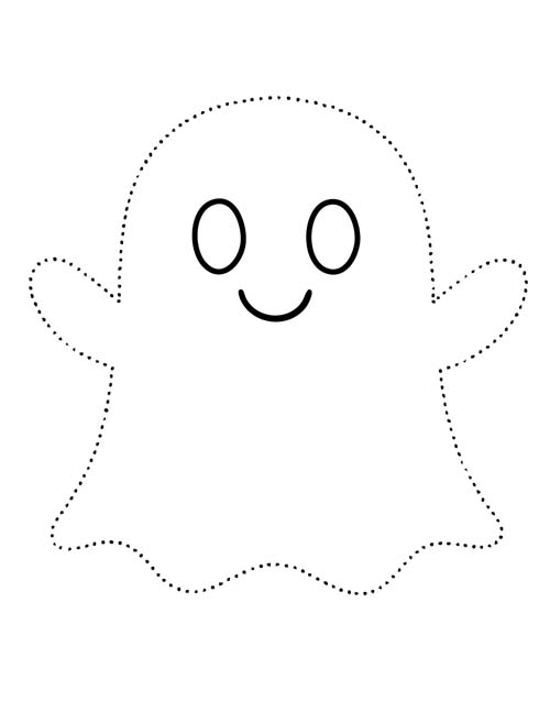 easy Halloween outline coloring page of a ghost