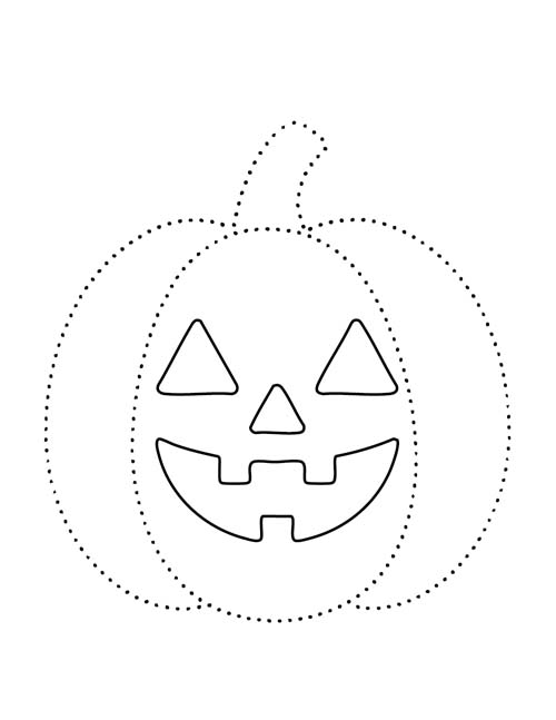 easy Halloween outline coloring page of a jack-o'-lantern
