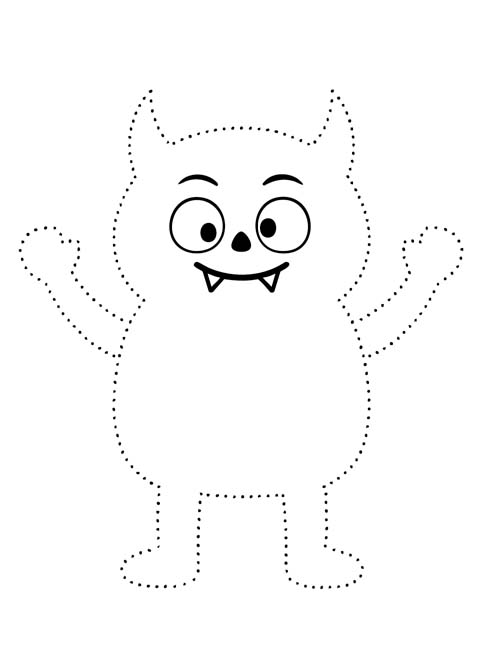 easy Halloween outline coloring page of a monster