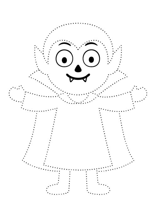 easy Halloween outline coloring page of a vampire