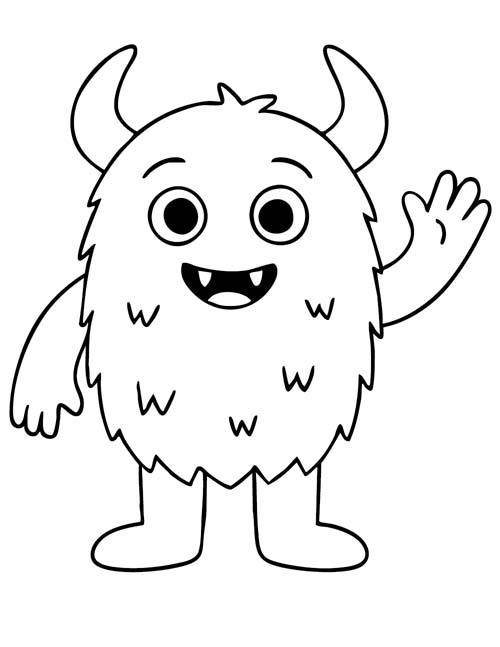 simple Halloween coloring page of a monster