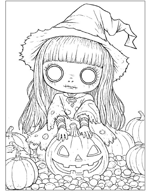 zombie witch coloring page