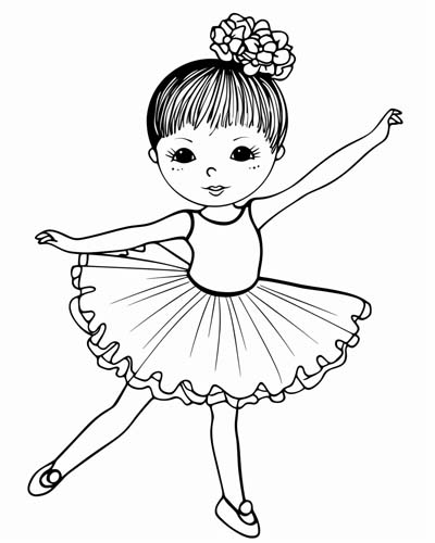 kawaii ballerina coloring page