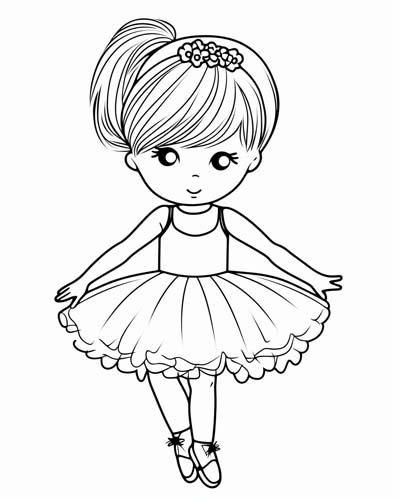kawaii ballerina coloring page