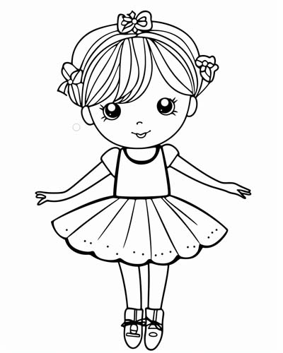 kawaii ballerina coloring page