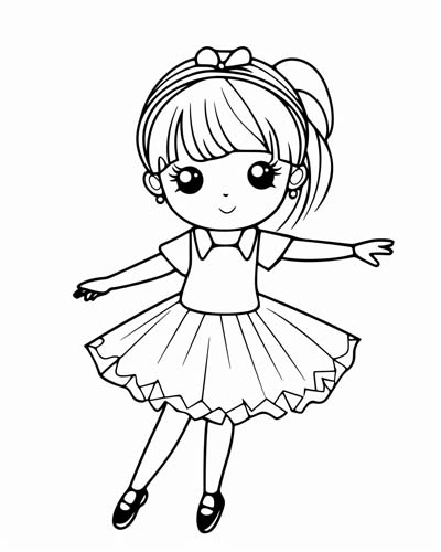 kawaii ballerina coloring page