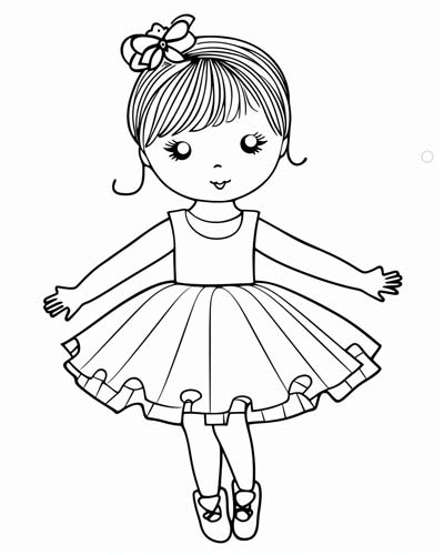 kawaii ballerina coloring page