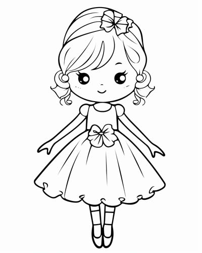 kawaii ballerina coloring page