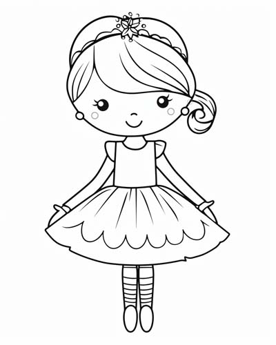 kawaii ballerina coloring page