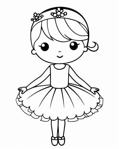 kawaii ballerina coloring page