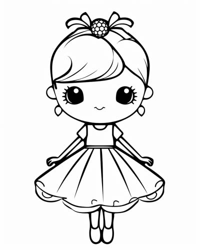 kawaii ballerina coloring page