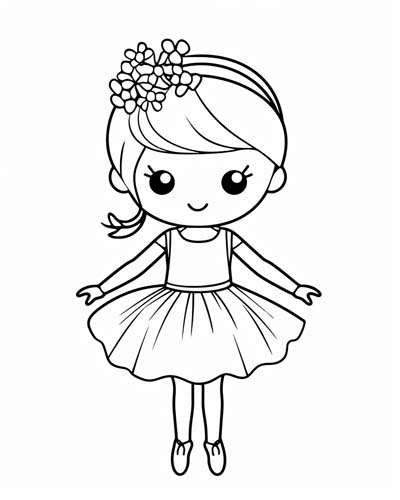 kawaii ballerina coloring page
