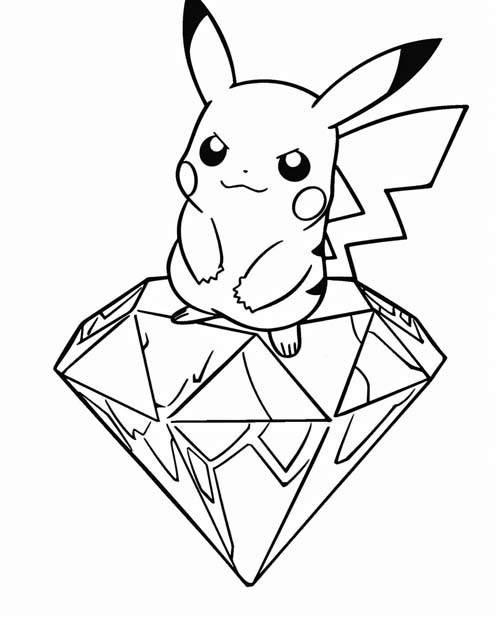 coloring page of pikachu and a diamond