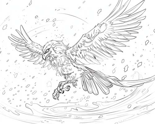 coloring page of the snow phoenix