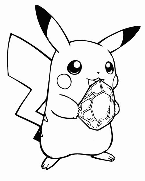 coloring page of Pikachu and an alexandrite