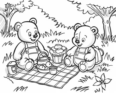 teddy bear picnic coloring page