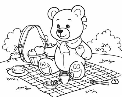 teddy bear picnic coloring page