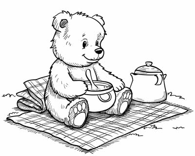 teddy bear picnic coloring page