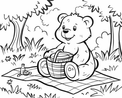 teddy bear picnic coloring page
