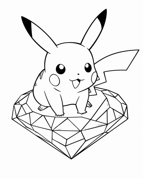 coloring page of pikachu and a emerald