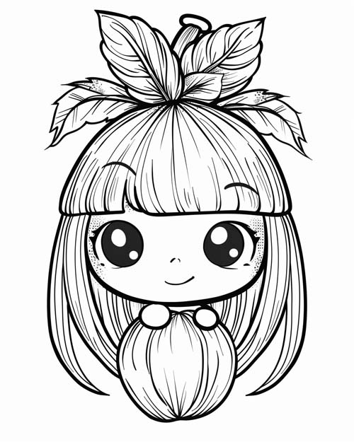 artistic coloring page of a girl nut