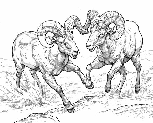 coloring page of a deer competing