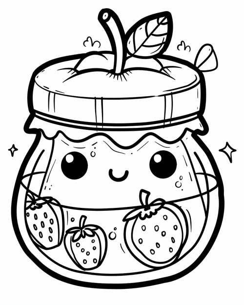 coloring page of strawberry jam