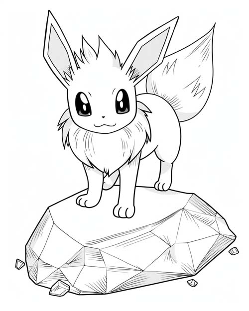 coloring page of a eevee and a citrine birthstone