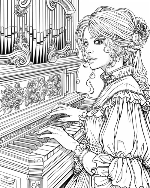 coloring page of St. Cecilia