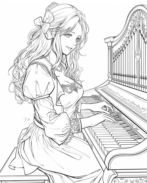 coloring page of St. Cecilia