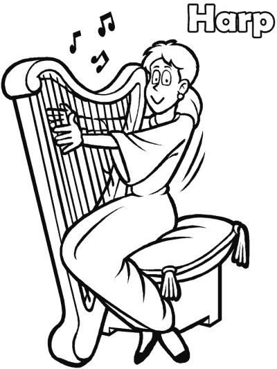 harpist coloring page