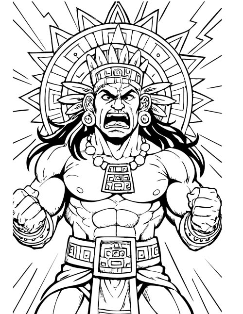 Aztec warrior god coloring page