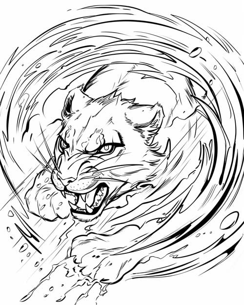 Aztec mythology coloring page of Tezcatlipoca's hurricane