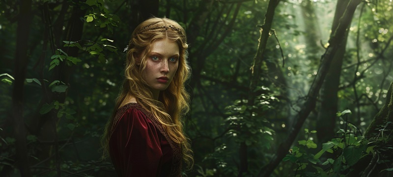 digital image of a Huldra in the forest