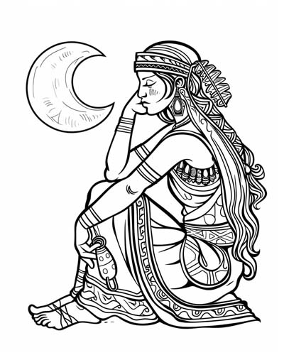 ix chel and the moon coloring page