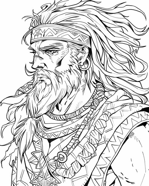 coloring page of Enkidu the wild man