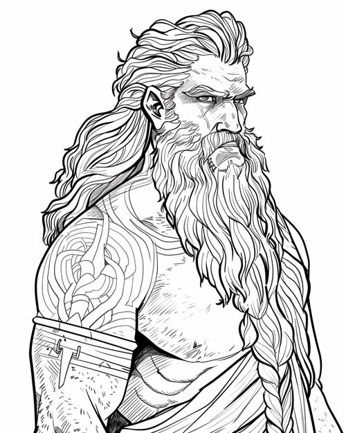 coloring page of Enkidu the wild man