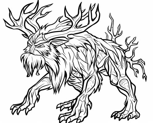 coloring page of Humbaba the guardian of the cedar forest
