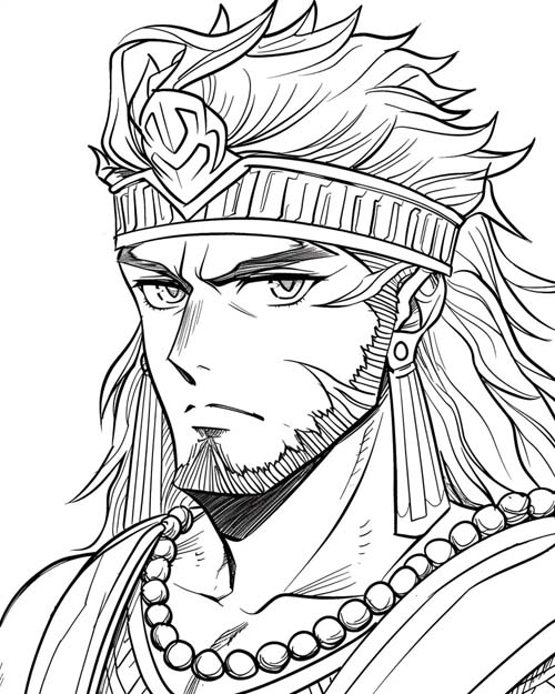 coloring page of Gilgamesh, King of Uruk