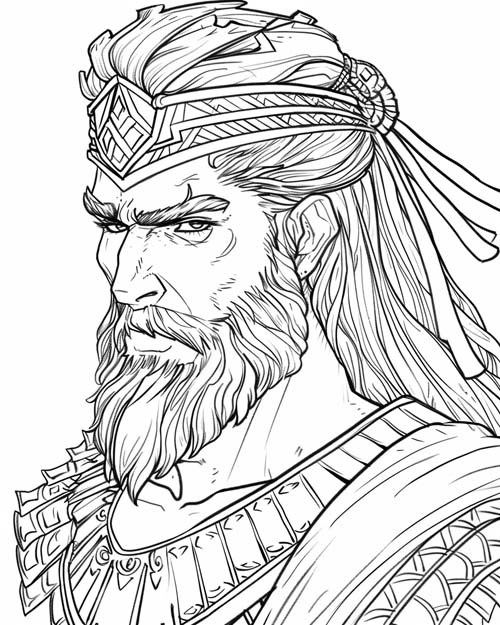 coloring page of Gilgamesh, King of Uruk