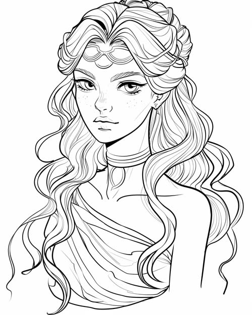 coloring page of the goddess Ishtar
