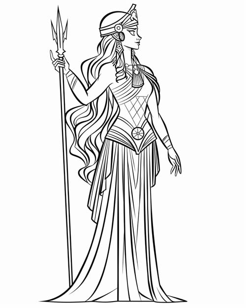 simple coloring page of the goddess Ishtar