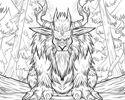 coloring page of Humbaba the guardian of the cedar forest