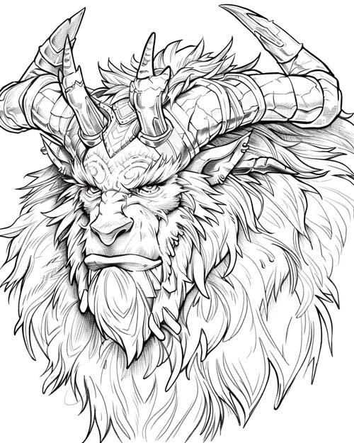 coloring page of Humbaba's head